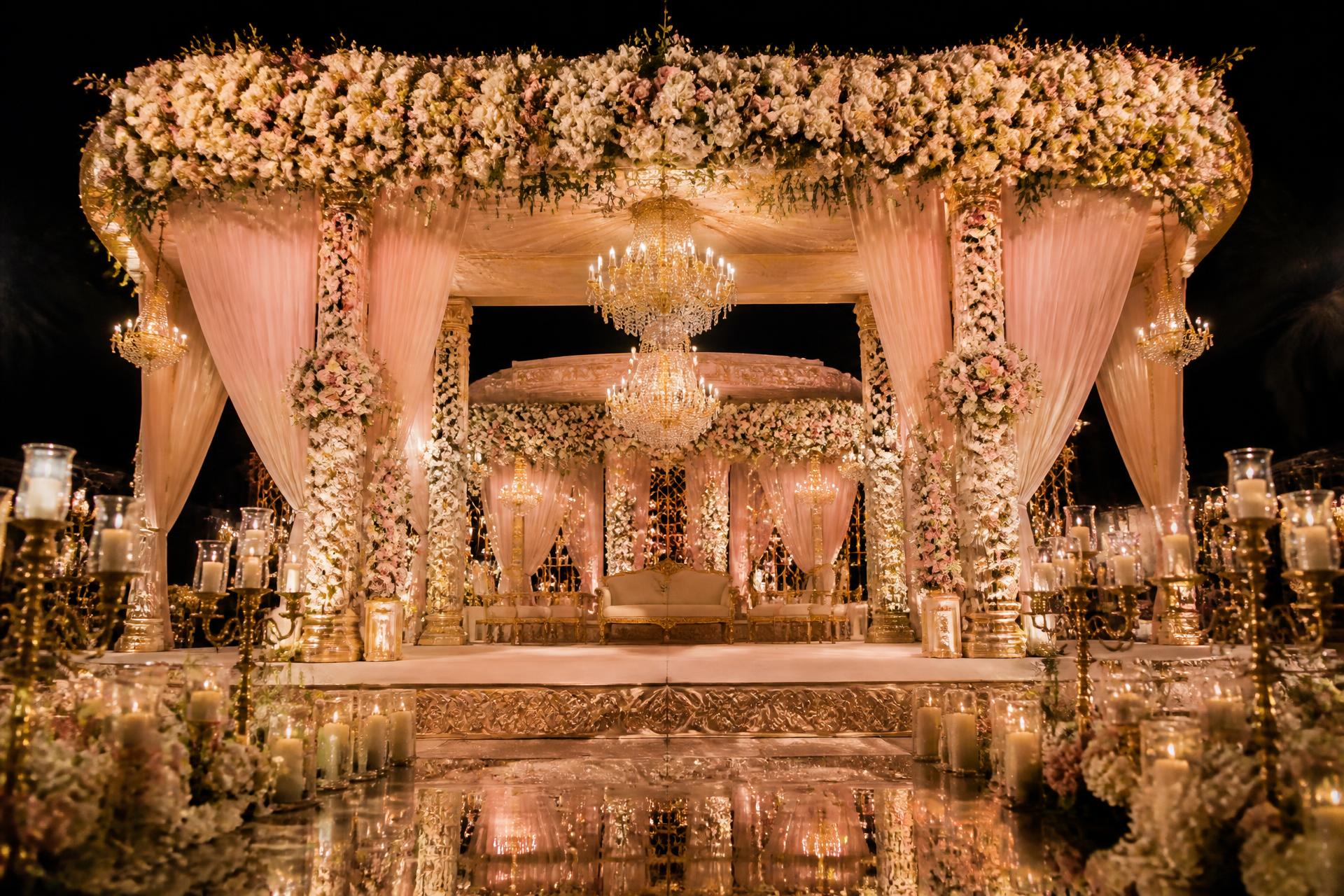 Luxury floral wedding mandap by Sharma Flower Decoration